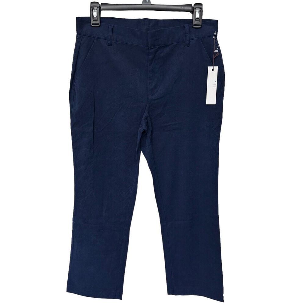 Crosby Flat Front Straight Leg Pant, Womens Size 4 Navy Blue Chino Pants